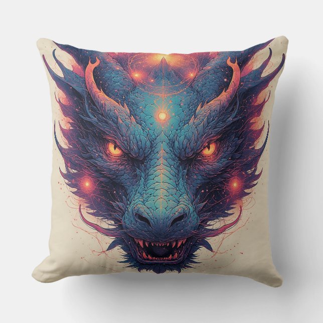 Coussin Tête de dragon aux yeux féroces (Recto)