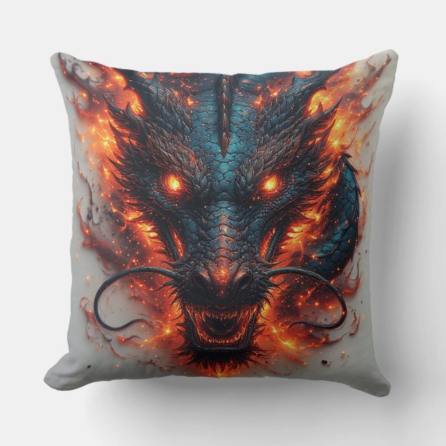 Coussin Tête de dragon aux yeux féroces (Recto)