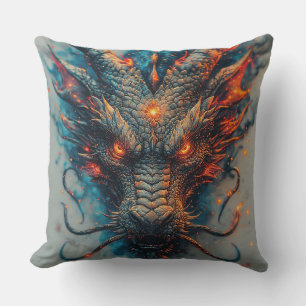 Coussin Tête de dragon aux yeux féroces