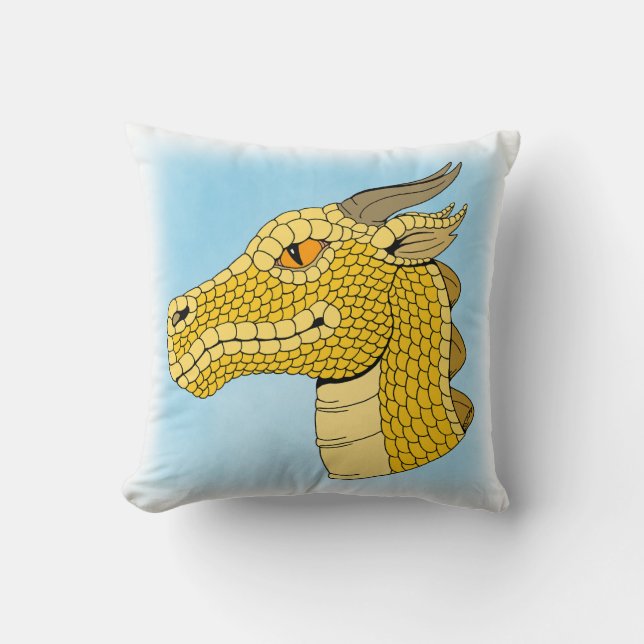 Coussin Tête de dragon d'or en profil (Recto)