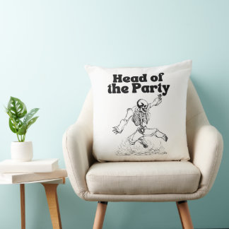 Coussin Tête de la fête squelette dansant Halloween drôle