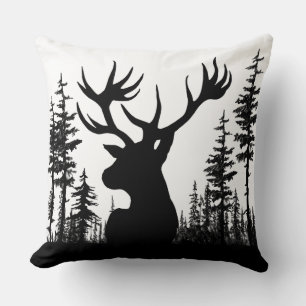 Coussin Tête de la forêt de pins des bois noirs et blancs
