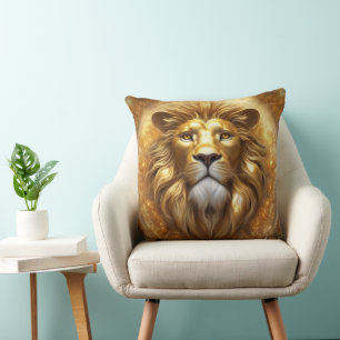 Coussin Tête de lion doré superbe