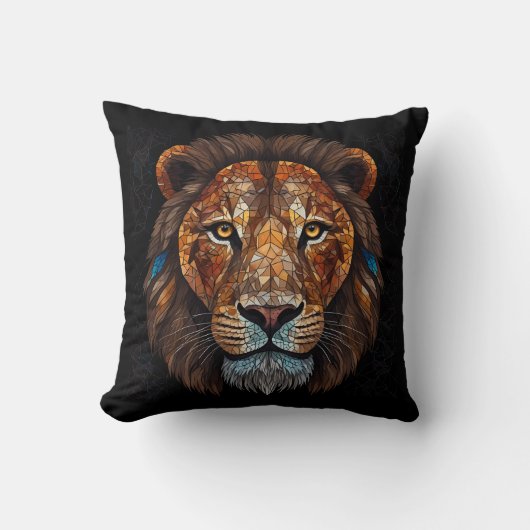 Coussin Tête de Lions avec effet mosaïque vitrail (Recto)