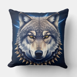 Coussin Tête de Loup Créative Sauvage Décoration Intense