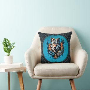 Coussin Tête de loup majestueux