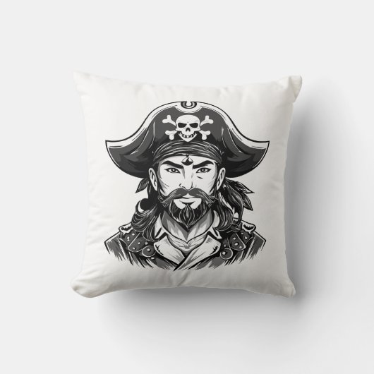Coussin Tête de pirate avec chapeau de marin et cache-œil (Recto)