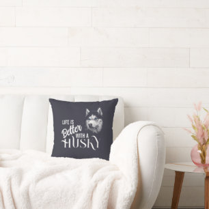 Coussin Tête de portrait Husky Sibérien Avec Yeux Bleus