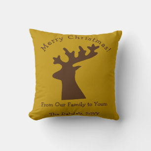 Coussin Tête de rennes de Noël personnalisées en or de bro