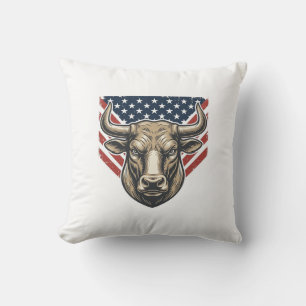 Coussin Tête de taureau patriotique gravure vintage vector
