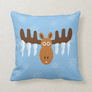 Coussin Tête d'orignal_Bois de cerf en glaçon
