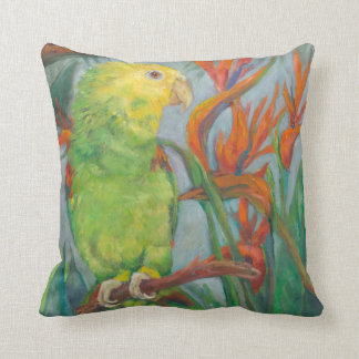 Coussin Tête double jaune Amazon avec Oiseau du Paradis