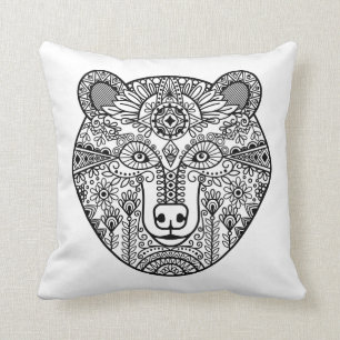 Coussin Tête d'ours de style