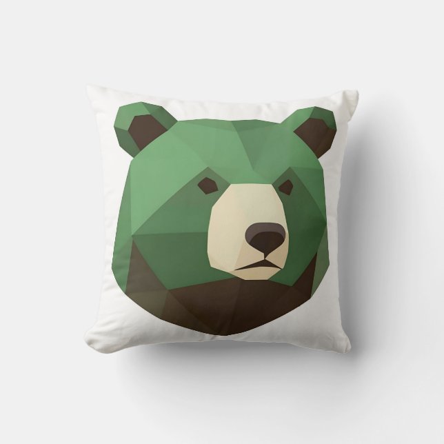 Coussin Tête d'ours géométrique Low Poly (Recto)