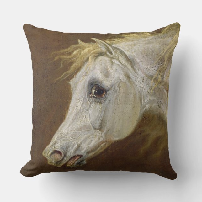 Coussin Tête d'un cheval Arabe gris (huile sur la toile (Recto)