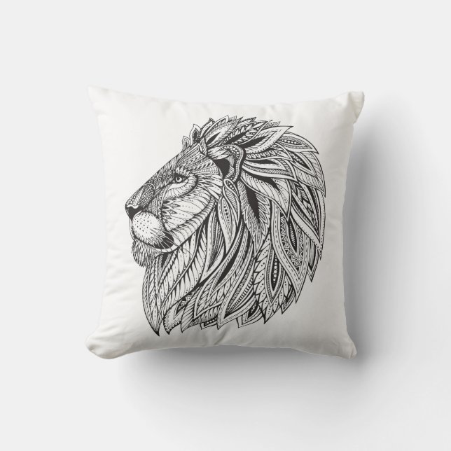 Coussin Tête modelée ethnique de lion (Recto)