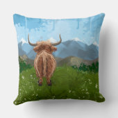 Coussin Têtes mignonnes et Queues Vache Highland (Verso)