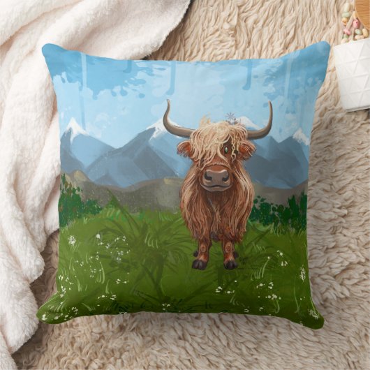 Coussin Têtes mignonnes et Queues Vache Highland (Couverture)