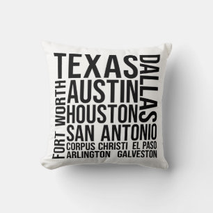 Coussin Texas Cities Word Art - Austin Travel