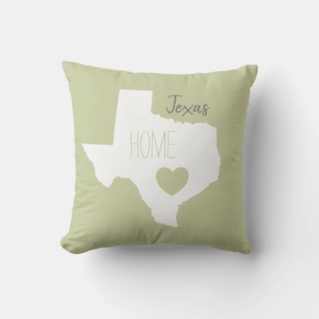 Coussin Texas home carte d'état amour coeur (Recto)