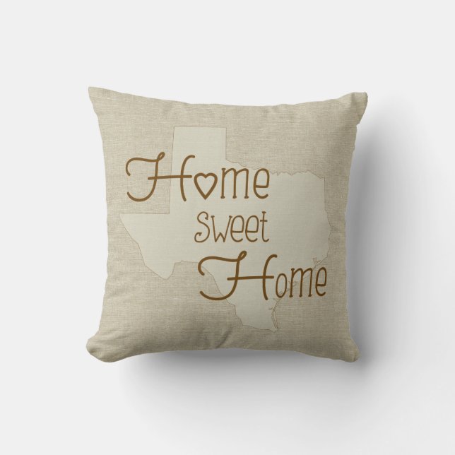Coussin Texas-Home Sweet Home nom personnalisé à l'allure  (Recto)
