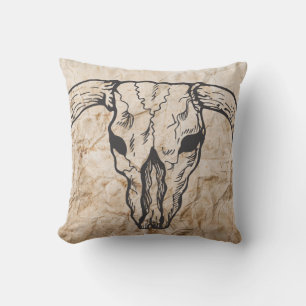 Coussin Texas Longhorn Bull Skull