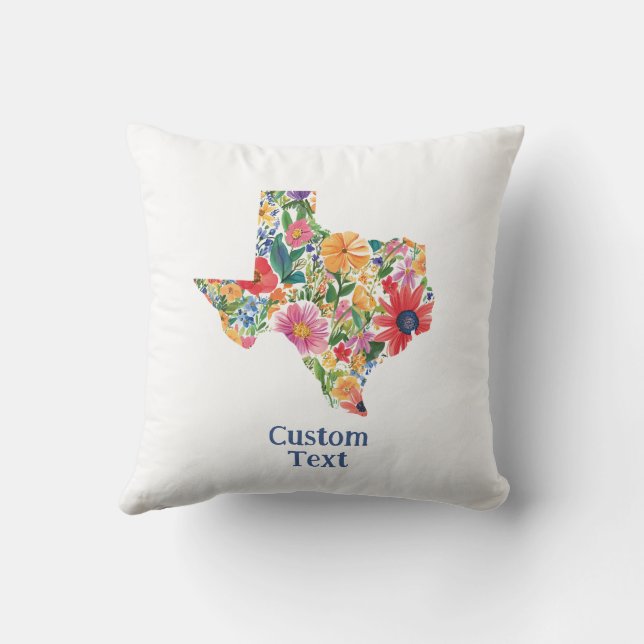 Coussin Texas rempli de fleurs avec texte personna (Verso)