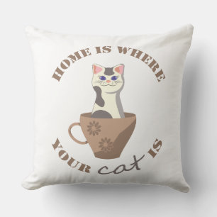 Coussin Texte amusant Accueil est l'endroit où votre chat