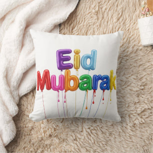 Coussin Texte coloré eid mubarak avec goutte de peinture f