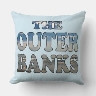 Coussin Texte de la plage de Outer Banks