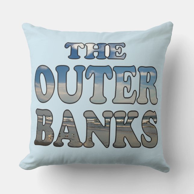 Coussin Texte de la plage de Outer Banks (Recto)