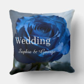 Coussin Texte personnalisé – Cadeau floral de rose bleue r (Verso)