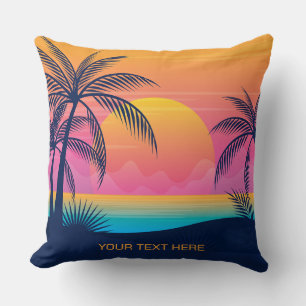 Coussin Texte personnalisé Coucher de soleil sur l'île tro