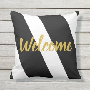 Coussin Texte personnalisé en noir et blanc trié