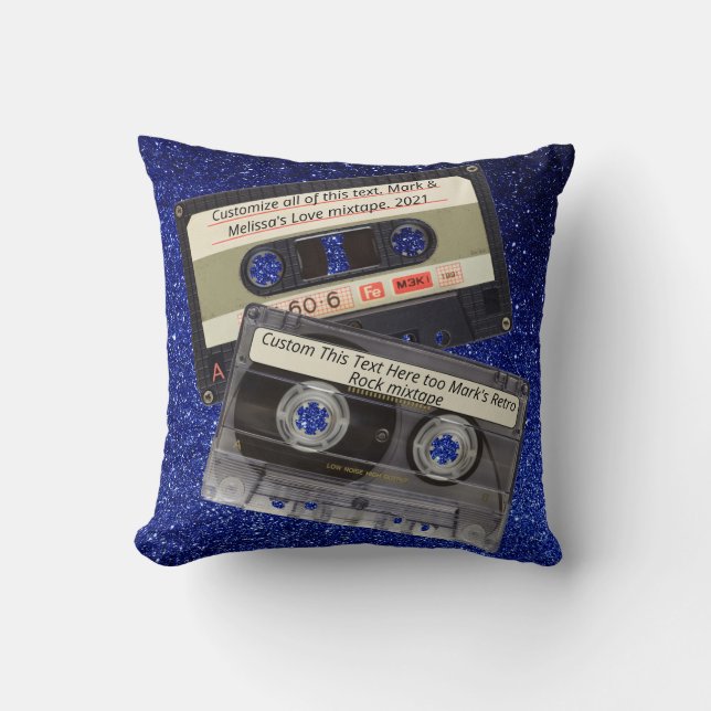 Coussin Texte personnalisé | Retro Love Music Cassette Mix (Recto)