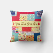 Coussin Texte personnalisé Saint-Valentin | Patchwork colo (Verso)