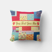 Coussin Texte personnalisé Saint-Valentin | Patchwork colo (Recto)
