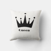 Coussin Texte Reine Image de Couronne de Couleur Noire Per (Verso)