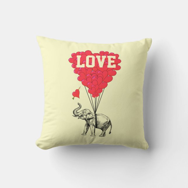 Coussin Texte romantique d'éléphant et d'amour (Recto)