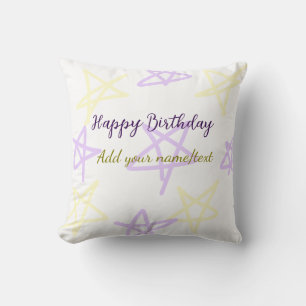 Coussin Texte simple joyeux anniversaire ajouter nom viole