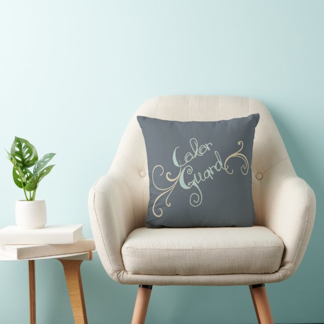 Coussin Texte Turquoise Color Guard avec wirl (Chaise)