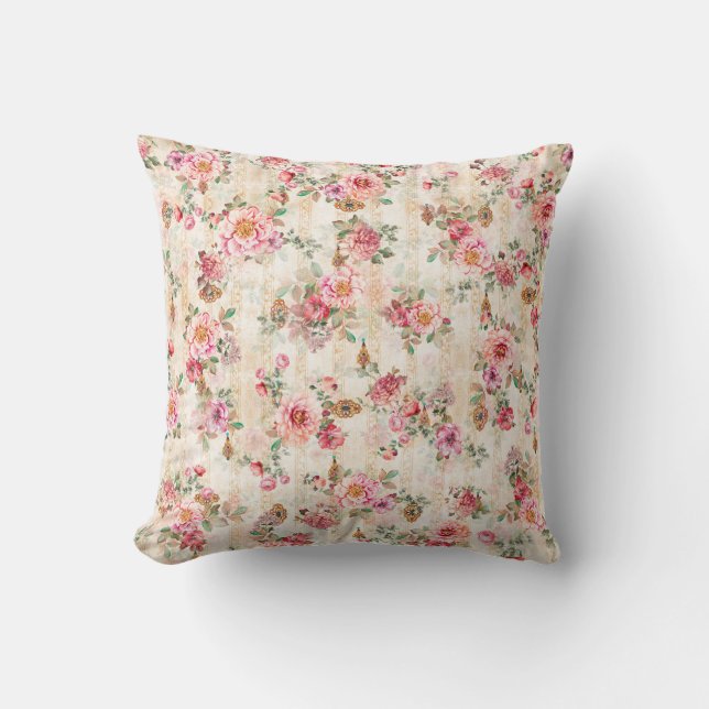 Coussin Textile floral texture de fleurs motif abstrait, b (Recto)