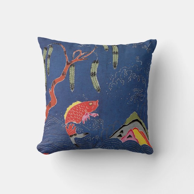 Coussin Textile japonais vintage de kimono (Bingata) (Recto)