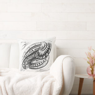 Coussin textile noir blanc