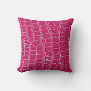 Coussin Texture à motif d'alligator rose