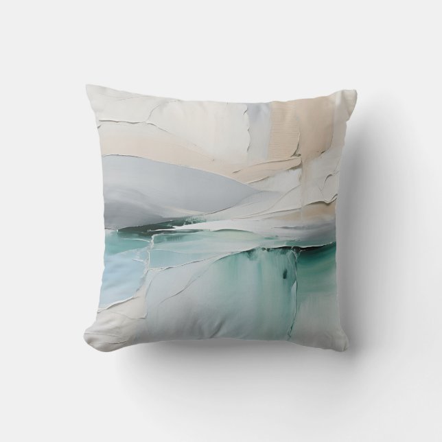 Coussin Texture Abstrait Turquoise Blanc (Recto)
