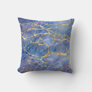 Coussin Texture Abstraite en marbre bleu