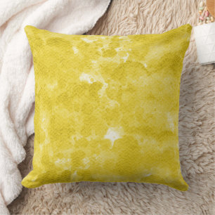 Coussin Texture aquarelle jaune moutarde gras