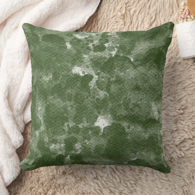 Coussin Texture aquarelle moderne olive profonde (Couverture)