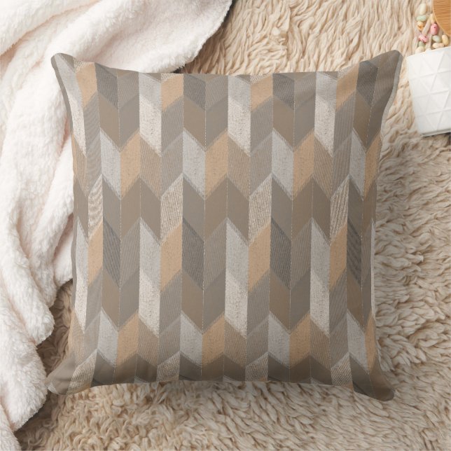 Coussin Texturé Bleu, Jaune, Chevron Olive. (Couverture)